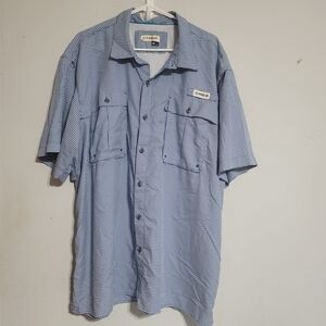 Magellan Outdoors 2XL Mens Aransas Pass Button Down Fishing Shirt XXL Blue Vents